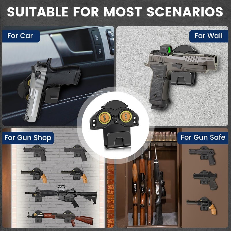GFOLDER Magnetic Gun Mount, Gun Magnet for Handgun Rifle Shotgun Pistol Revolver, Concealed Gun Magnet Mount for Vehicle Truck Desk Wall, Magnetic Gun Mount Rack with Trigger Guard Protection - Image 3